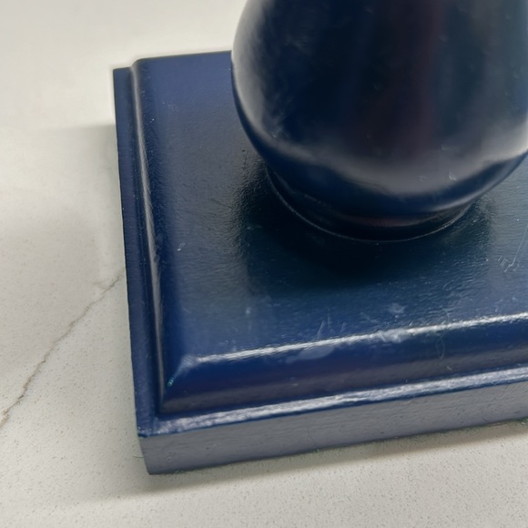 🌻4/$20 VTG Wooden Blue Taper Candleholders Hand Made  Polarco Inc. - Picture 10 of 11